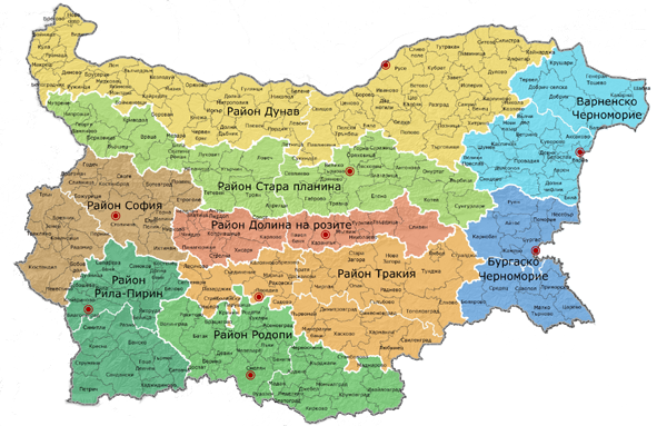 Bulharsko mapa regióny